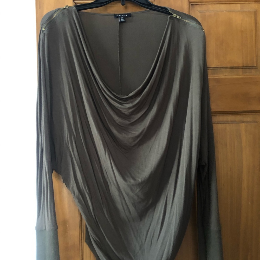 Olive green scoop neck top